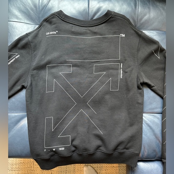 Off-White Black Crewneck Sweater with Graphic Design